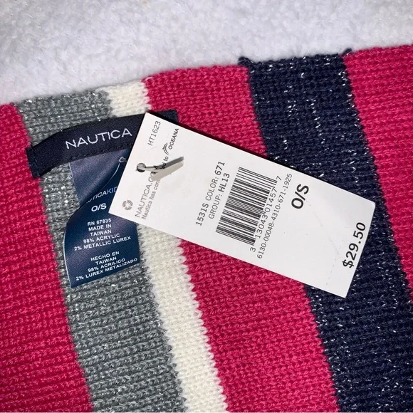 Nautica NWT Kids Metallic Accented Striped Scarf - Picture 4 of 5
